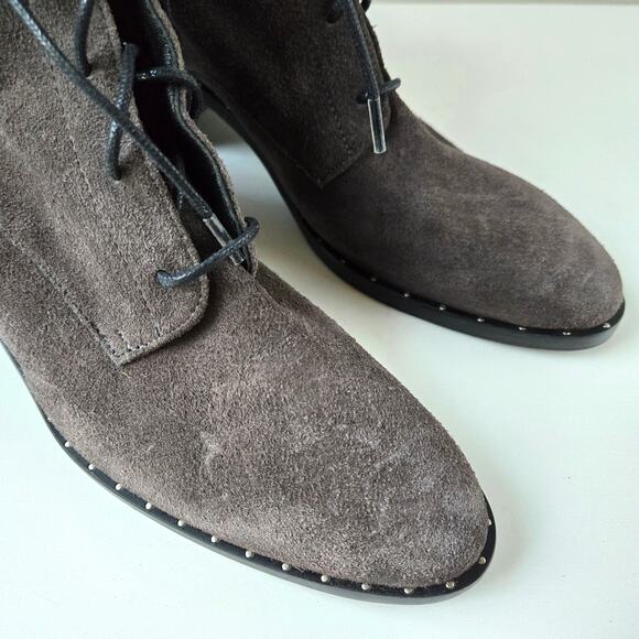 Freda Salvador NEW Ace Suede Leather Grey Lace Up High Heel Desert Boots Size 7 - Picture 8 of 11